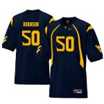 Men's West Virginia Mountaineers NCAA #50 Jabril Robinson Navy Authentic Nike Throwback Stitched College Football Jersey JP15P21KM